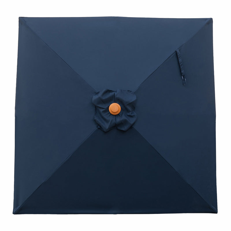 Navy - 2m square "timber-look" aluminium umbrella with cover - Billy Fresh