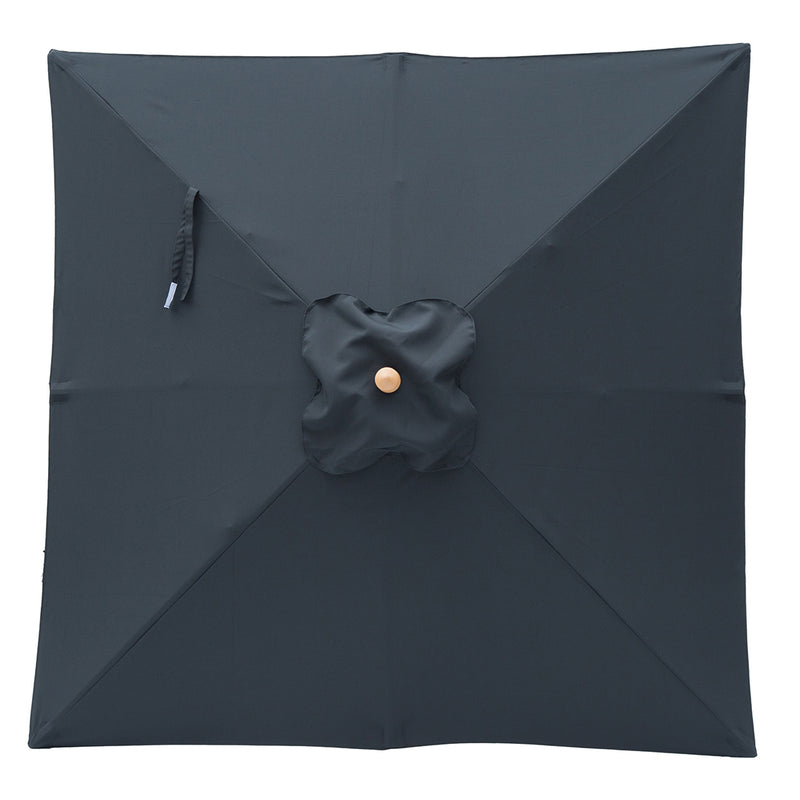 Black 2m square wooden market umbrella with cover