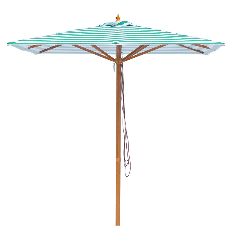 Daintree - 2m Green and white stripe  square umbrella with cover