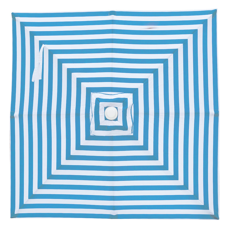 Horizon - 2m square Blue and white stripe aluminium umbrella with cover - Billy Fresh