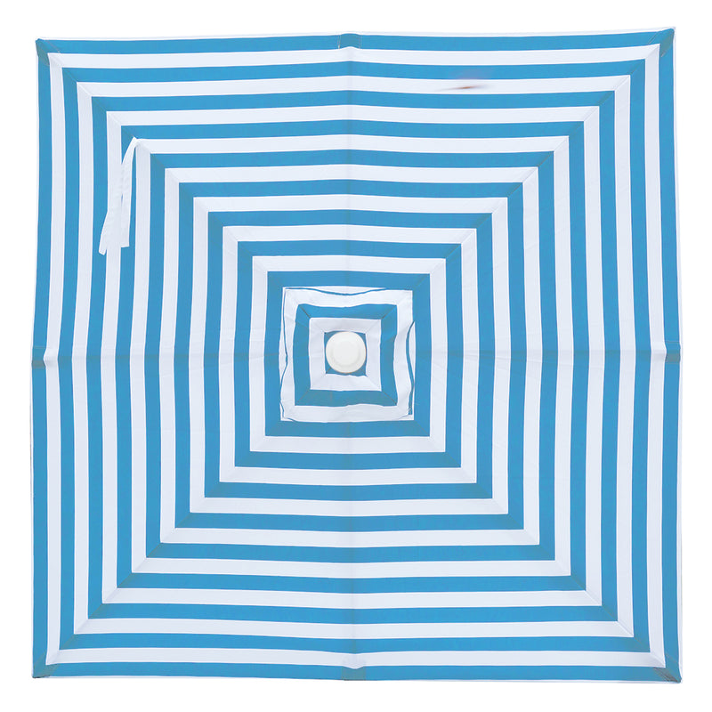 Horizon - 2m square Blue and white stripe aluminium umbrella with cover