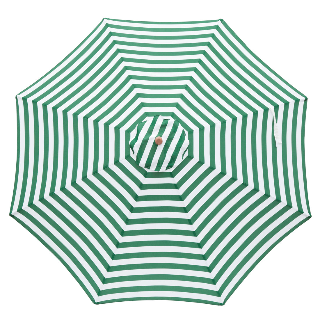 Daintree - 3m octagonal green and white stripe "timber-look" aluminium umbrella with cover - Billy Fresh