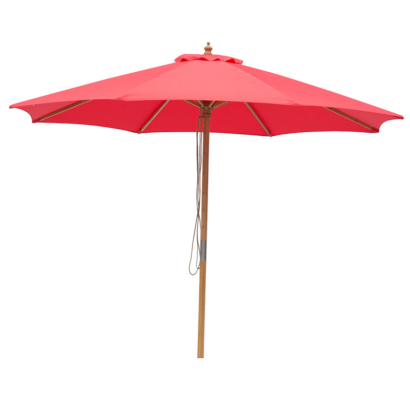 Red 3m diameter market umbrella with cover