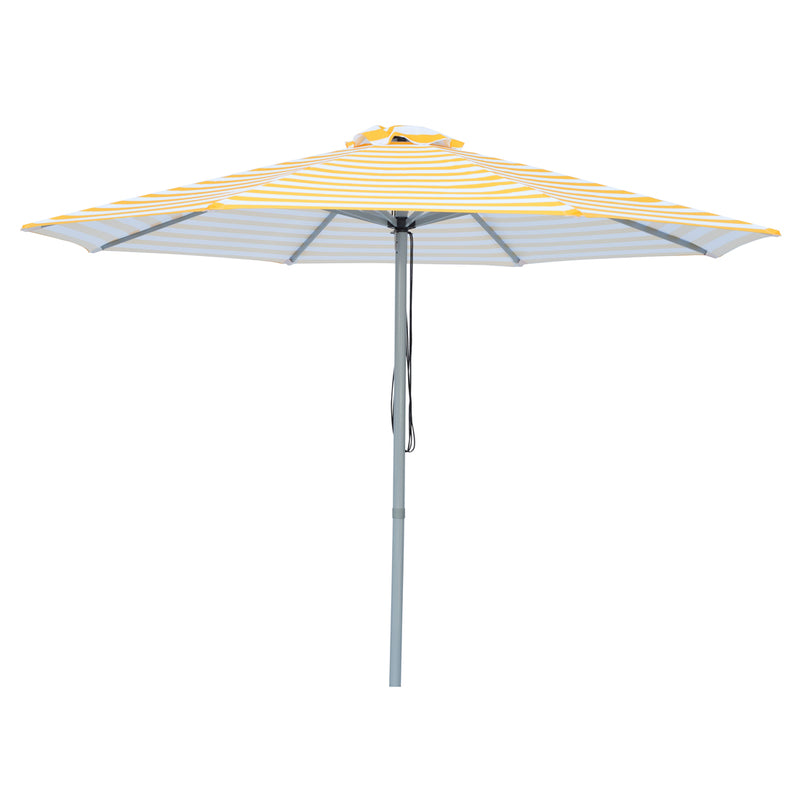 Capri - 3m diametre yellow and white stripe aluminium umbrella with cover