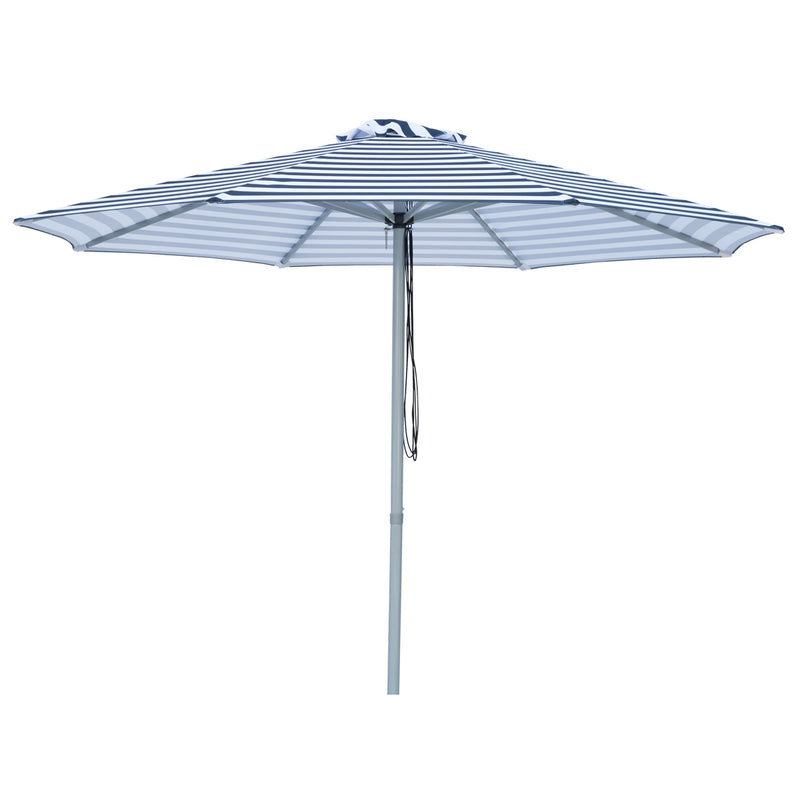 Santorini - 3m diameter navy and white aluminium umbrella with cover