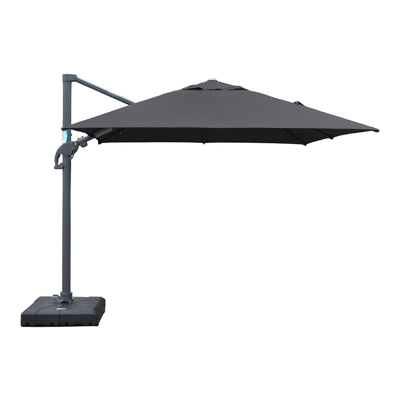 Amalfi 3m cantilever umbrella dark grey inc. water base