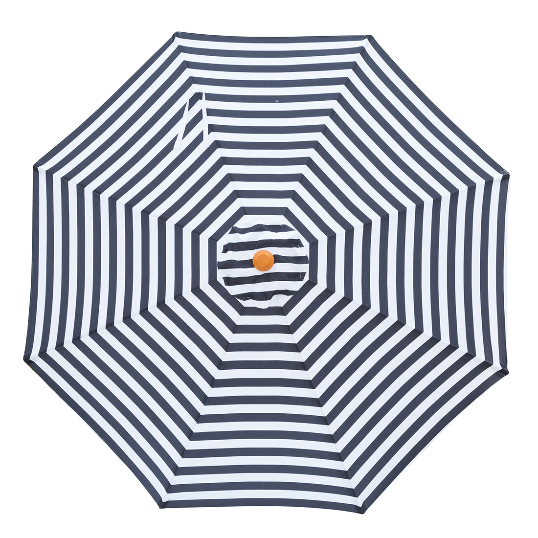 Aruba - 3m octagonal black and white stripe "timber-look" aluminium umbrella with cover - Billy Fresh