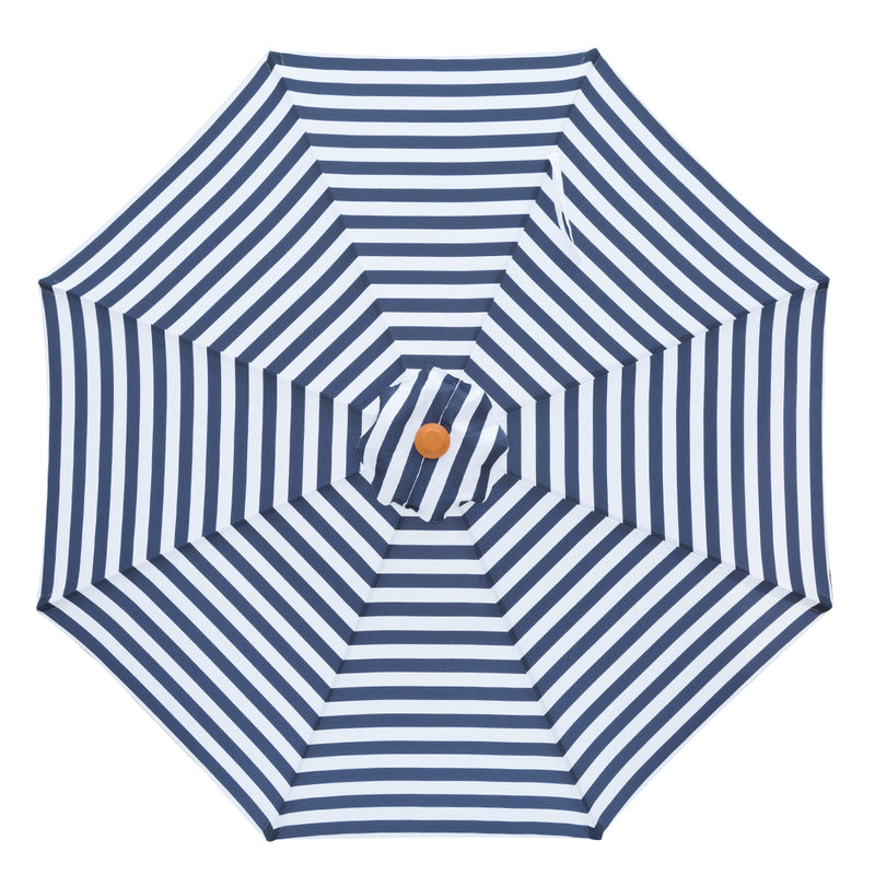 Bahamas - 3m octagonal navy and white stripe "timber-look" aluminium umbrella with cover