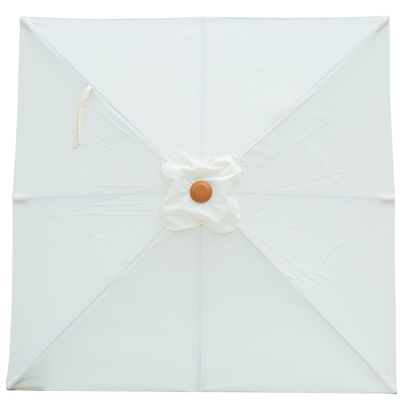 Cream - 2m square "timber-look" aluminium umbrella with cover