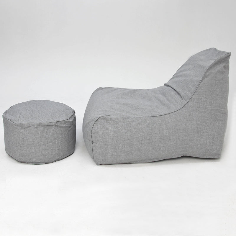 Deluxe Outdoor Lounger and Round Ottoman-grey - Billy Fresh