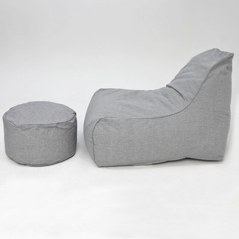 Deluxe Outdoor Lounger and Round Ottoman-grey