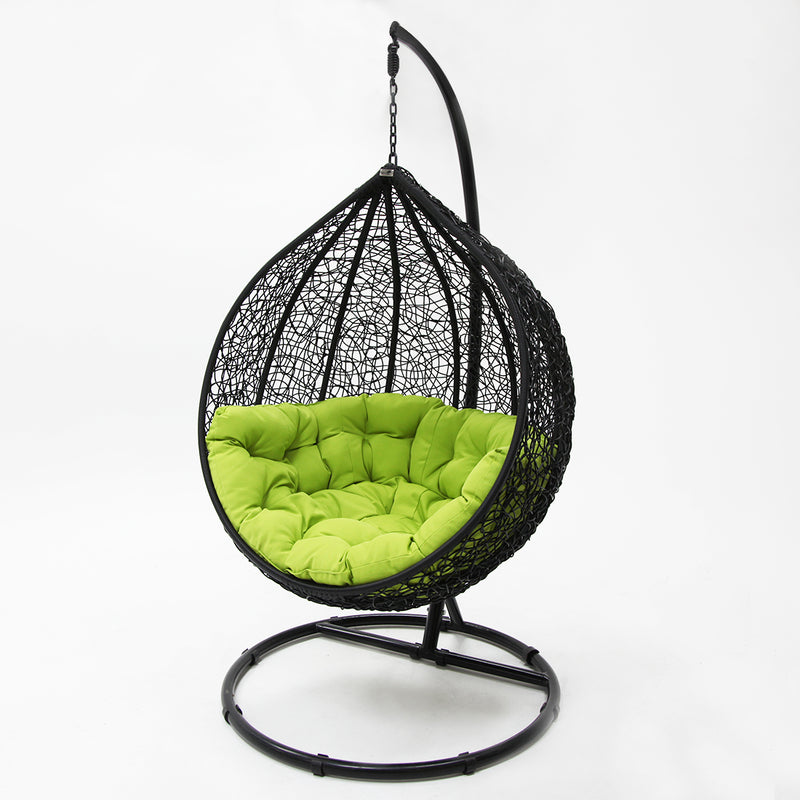 Kakadu premium pod chair black pod with green cushion
