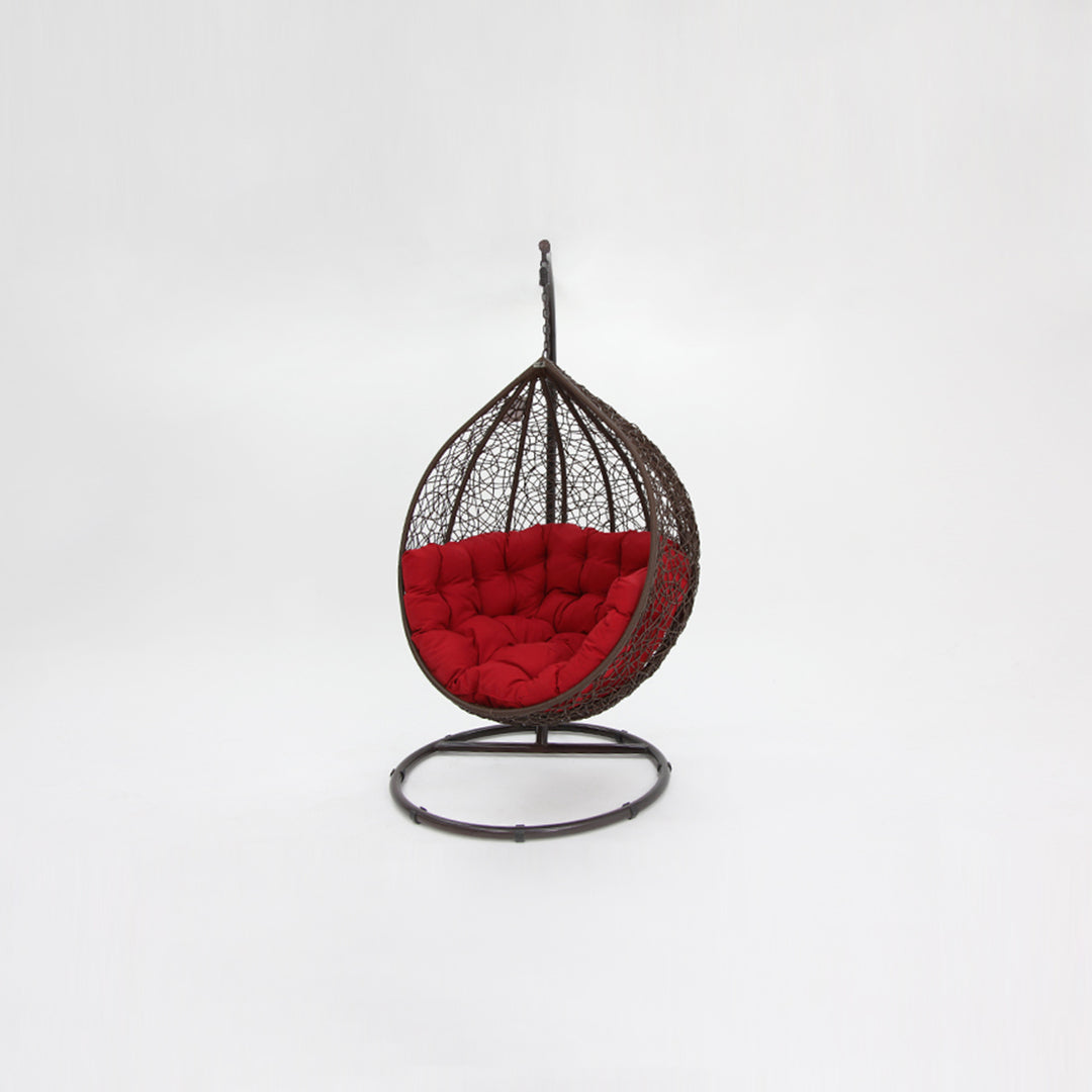 Kakadu premium pod chair brown pod with red cushion - Billy Fresh