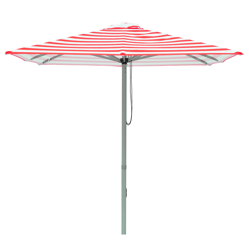 Salsa - 2m square red and white stripe aluminium umbrella with cover