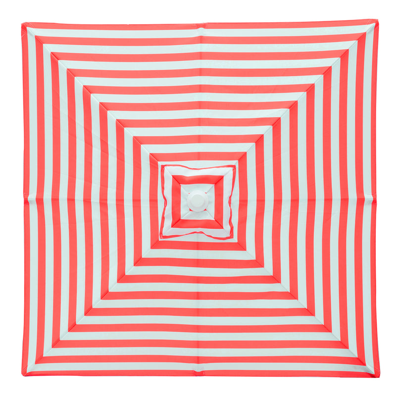 Salsa - 2m square red and white stripe aluminium umbrella with cover