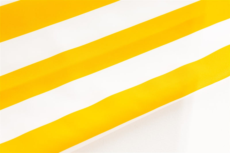 San Remo - 3m octagonal yellow and white stripe "timber-look" aluminium umbrella with cover