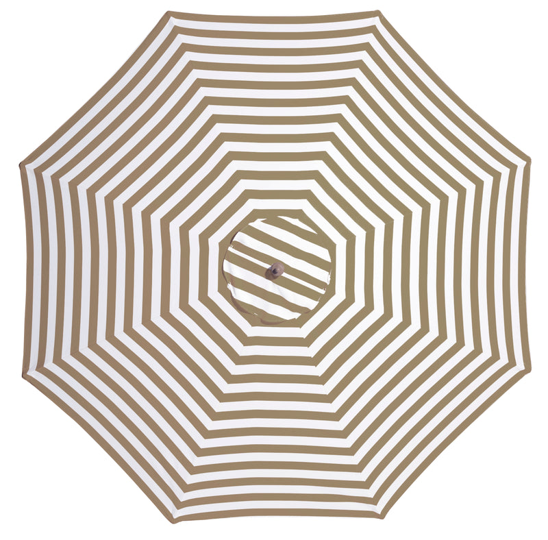 Coastal - 3m diameter taupe and white stripe umbrella with cover