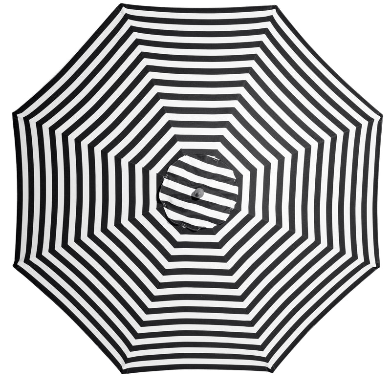French Riviera - 3m diameter black and white stripe umbrella with cover
