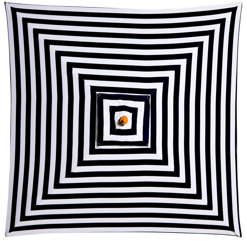 French Riviera - 2m square black and white stripe umbrella with cover
