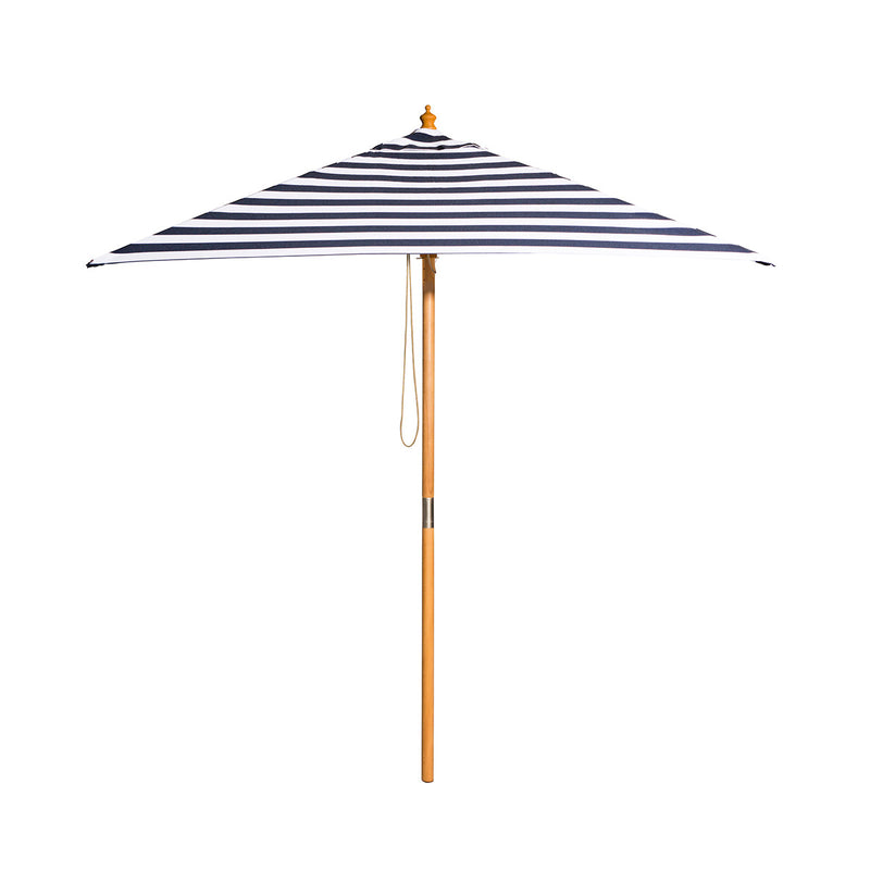 St. Tropez - 2m diameter square blue and white stripe umbrella with cover