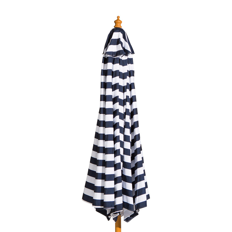 St. Tropez - 3m diameter navy and white striped umbrella with cover