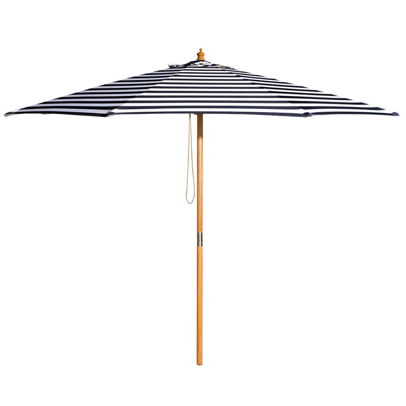 St. Tropez - 3m diameter navy and white striped umbrella with cover