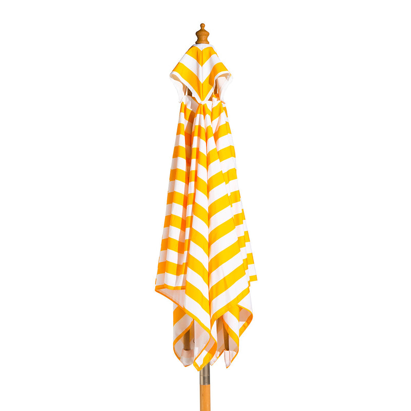 Sunny Marbella - 2m square yellow and white stripe umbrella with cover